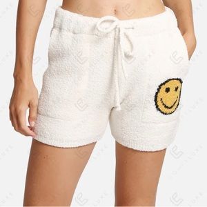 NWT comfyluxe Sherpa shorts happy face smiley face ivory xs/s